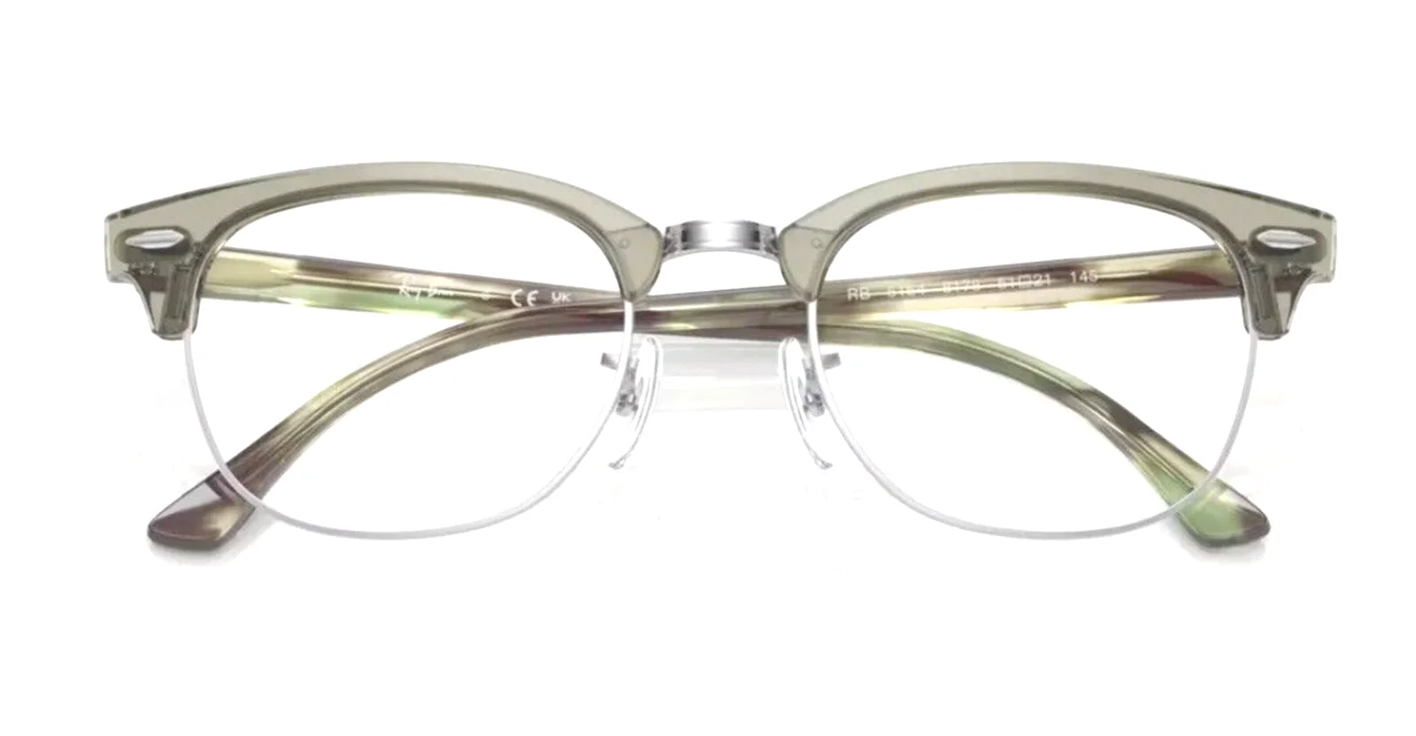 Ray Ban Clubmaster RB 5154 8178 Transparent Green/ Silver 51-21-145 10350 4